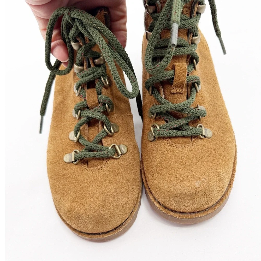 UGG Kids Barelo Suede Hiking Boots Chestnut Brown Olive Green Size 2 1001497